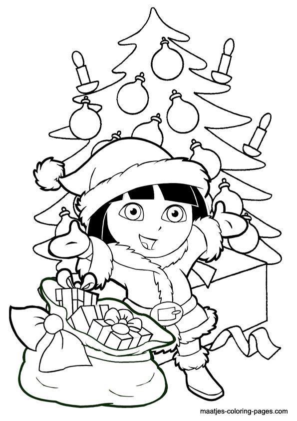 Christmas coloring pages<of Dora the Explorer