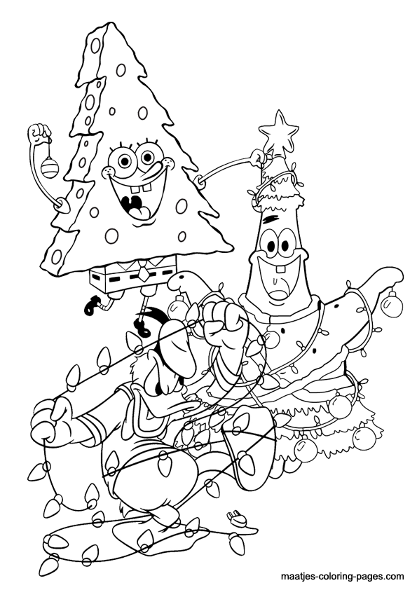 Spongebob and Patrick Star Christmas coloring page