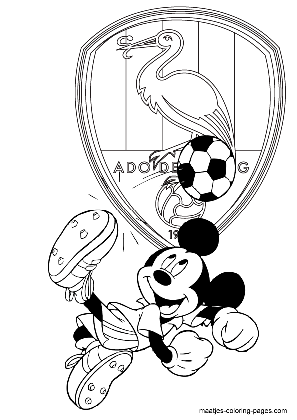 Mickey Mouse voetbalt bij ADO Den Haag kleurplaat
