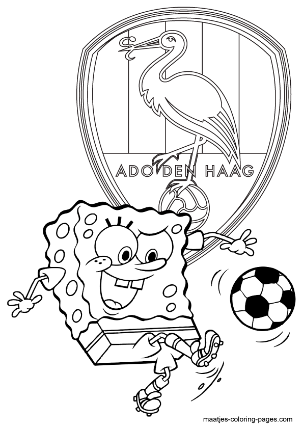 SpongeBob SquarePants voetbalt bij ADO Den Haag kleurplaat
