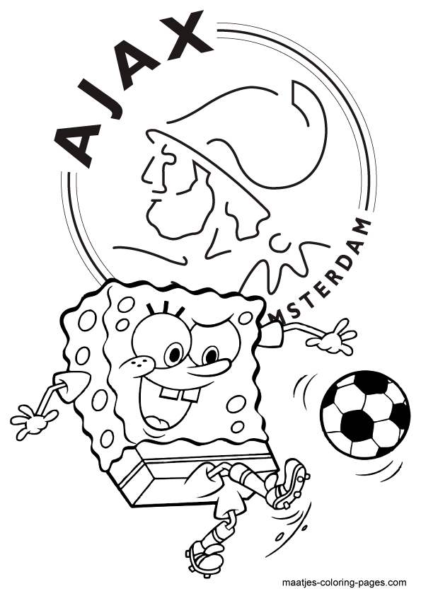 SpongeBob SquarePants voetbalt bij Ajax kleurplaat