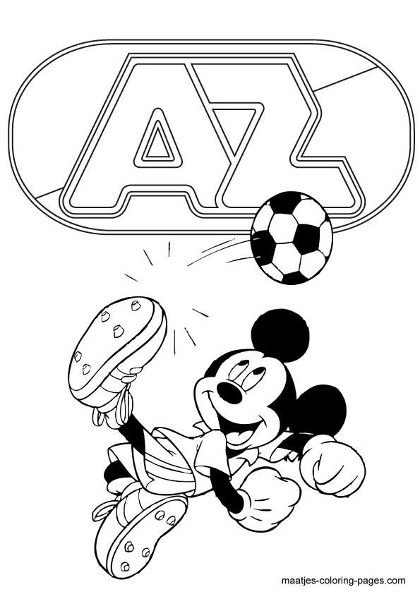 Mickey Mouse voetbalt bij AZ kleurplaat