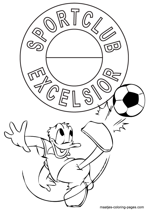 Donald Duck voetbalt bij Excelsior kleurplaat