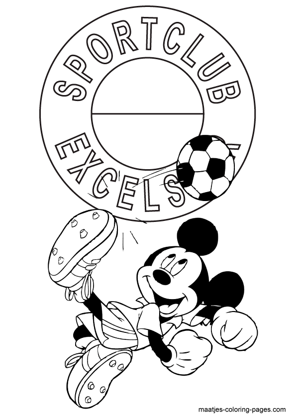 Mickey Mouse voetbalt bij Excelsior kleurplaat