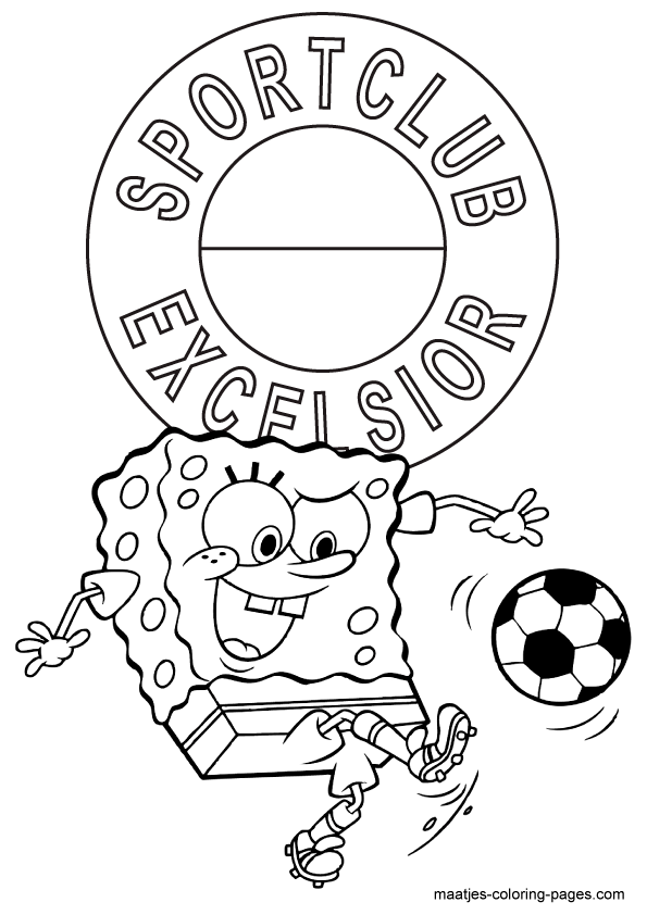 SpongeBob SquarePants voetbalt bij Excelsior kleurplaat