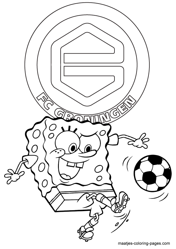 SpongeBob SquarePants voetbalt bij FC Groningen kleurplaat