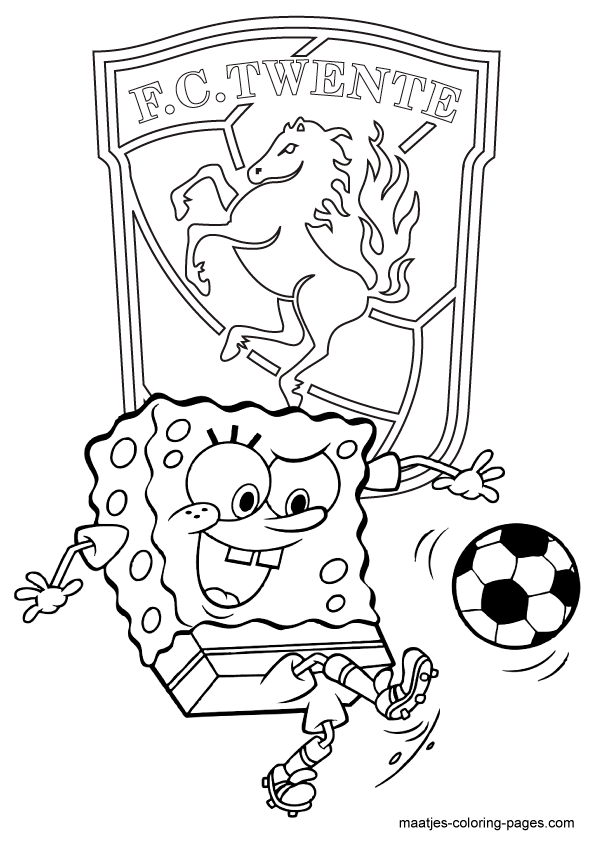SpongeBob SquarePants voetbalt bij FC Twente kleurplaat