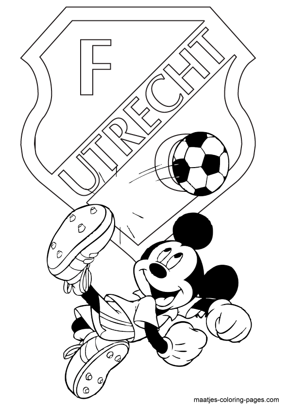 Mickey Mouse voetbalt bij FC Utrecht kleurplaat