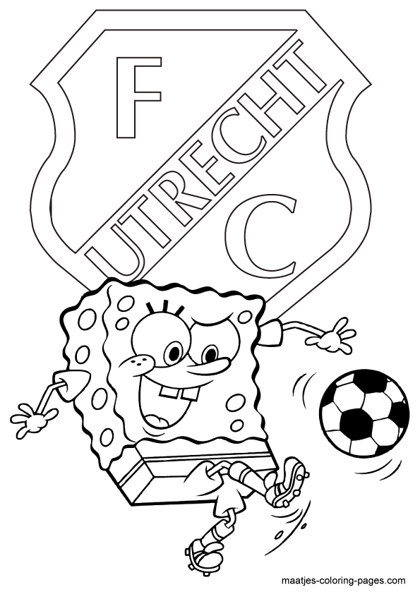 SpongeBob SquarePants voetbalt bij FC Utrecht kleurplaat