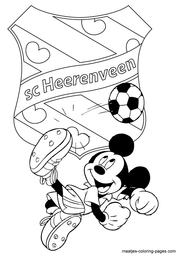 Mickey Mouse voetbalt bij Heerenveen kleurplaat