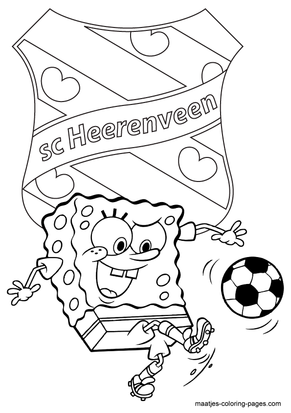 SpongeBob SquarePants voetbalt bij Heerenveen kleurplaat
