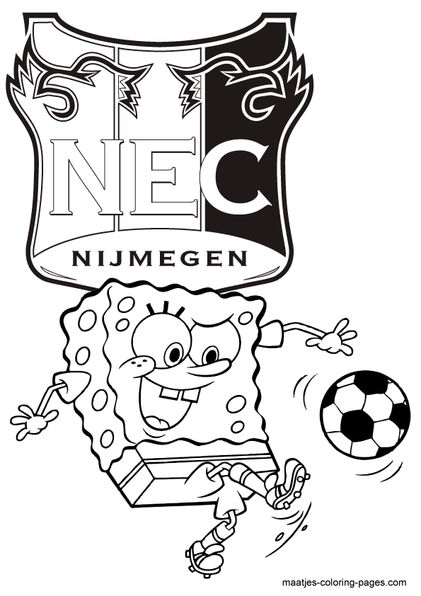SpongeBob SquarePants voetbalt bij NEC kleurplaat