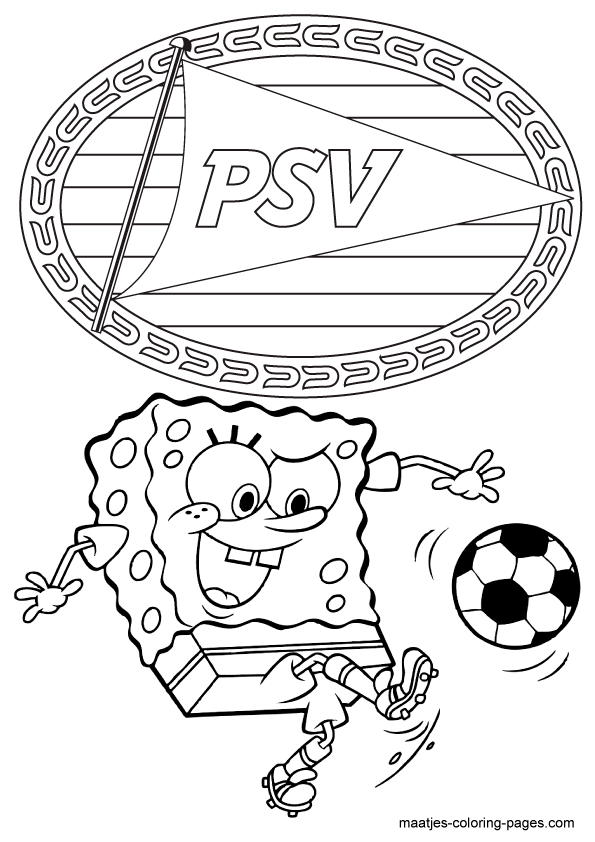 SpongeBob SquarePants voetbalt bij PSV kleurplaat