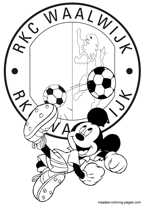 Mickey Mouse voetbalt bij RKC kleurplaat