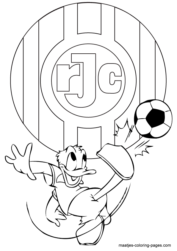Donald Duck voetbalt bij Roda JC kleurplaat