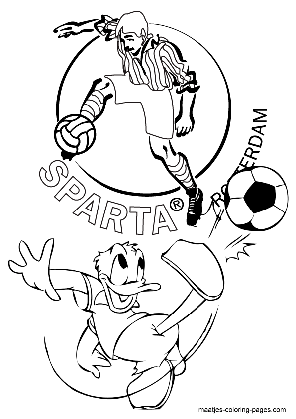 Donald Duck voetbalt bij Sparta kleurplaat