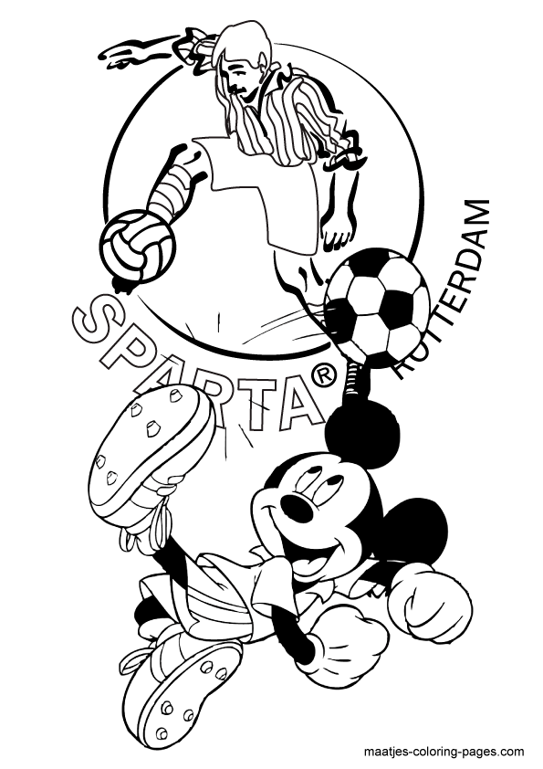 Mickey Mouse voetbalt bij Sparta kleurplaat