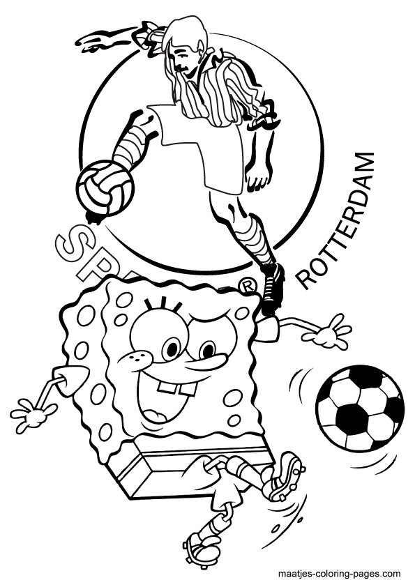 SpongeBob SquarePants voetbalt bij Sparta kleurplaat
