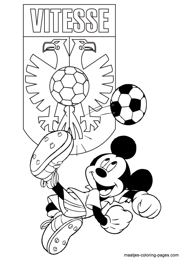 Mickey Mouse voetbalt bij Vitesse kleurplaat
