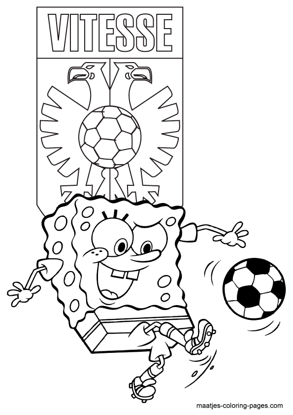 SpongeBob SquarePants voetbalt bij Vitesse kleurplaat