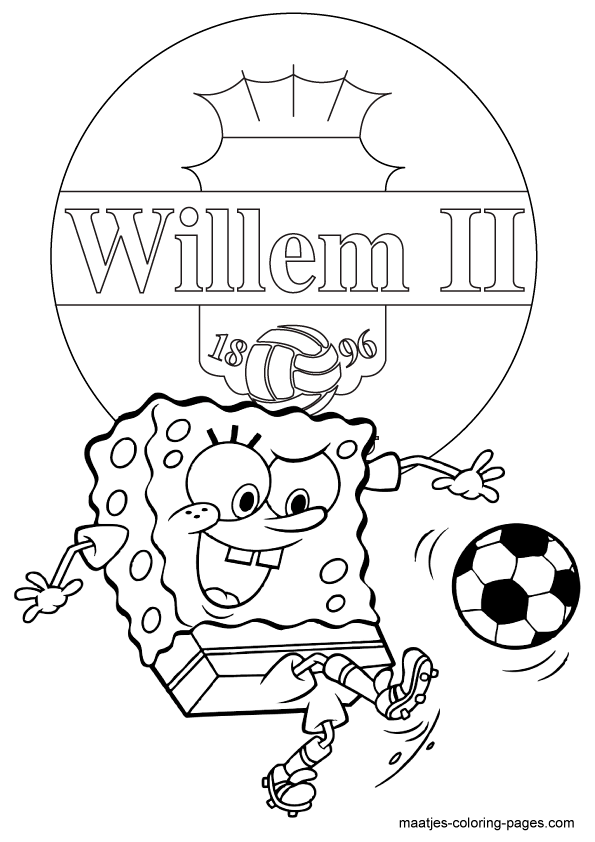 SpongeBob SquarePants voetbalt bij Willem II kleurplaat