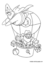 Santa Claus in an air balloon, Patrick Star, superhero flying arround